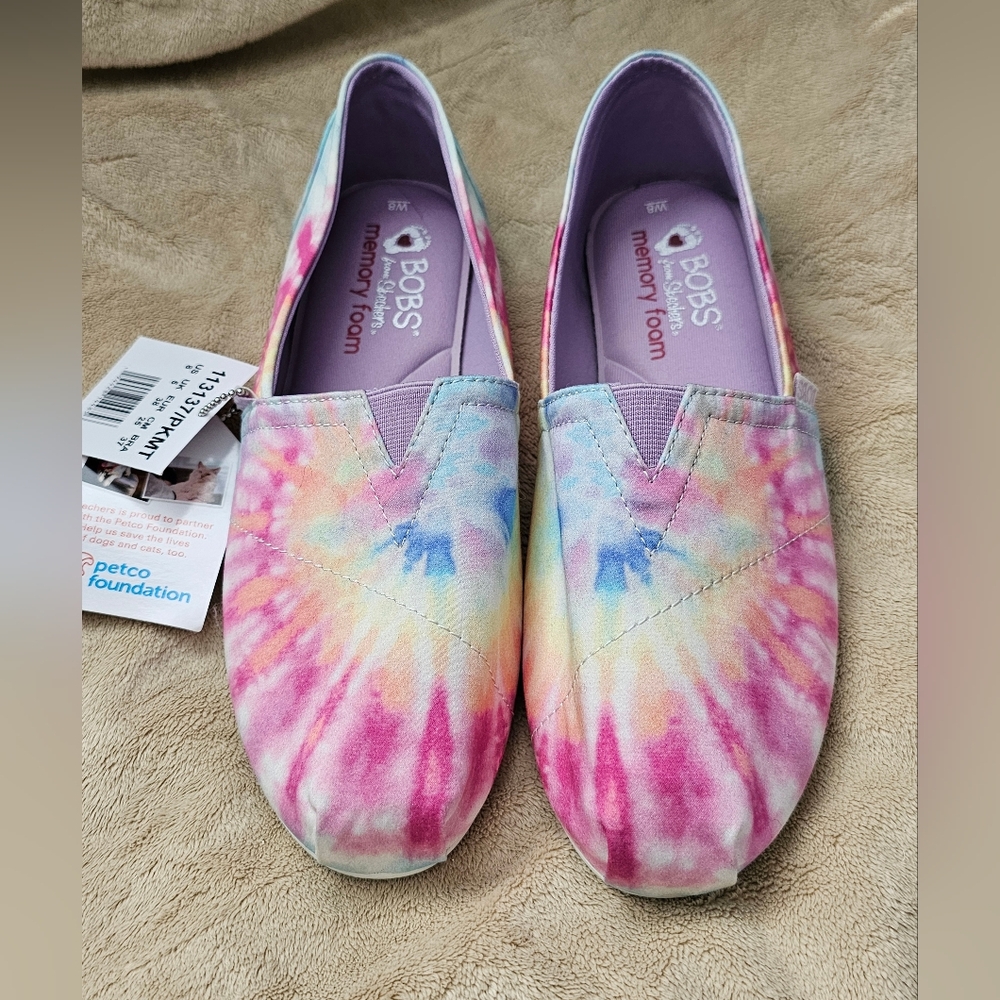 Tie Dye BOBS By Skechers Slip On Shoes. Memory Foam. Size Women's 8. NWT